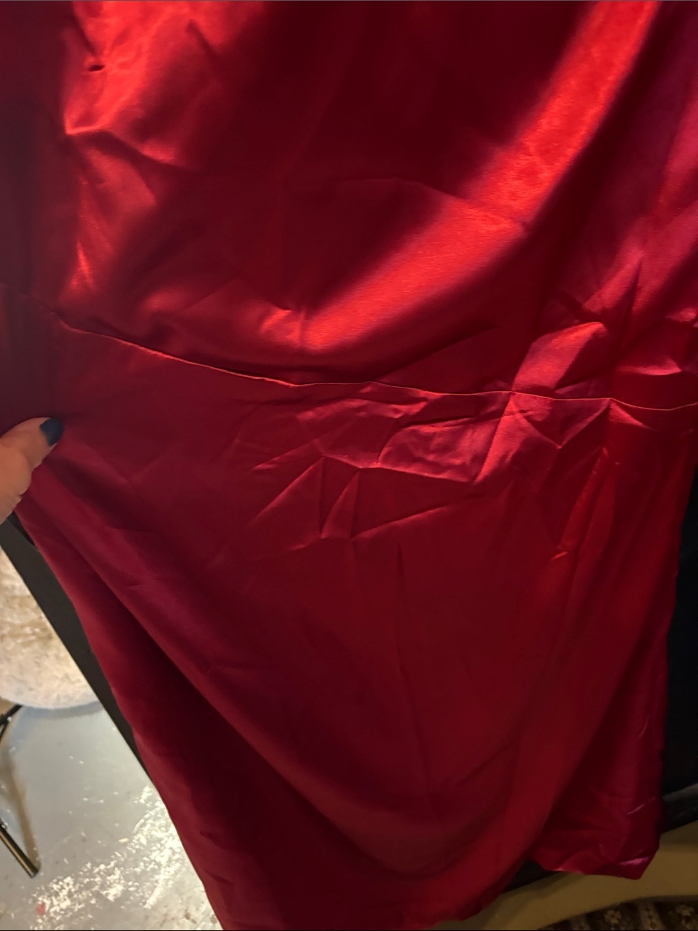 Elegant Red Satin Maxi Dress with Cowl Neck - Picture 3 of 7